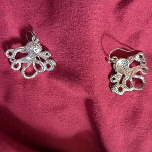 Silver Tone Octopus Earrings